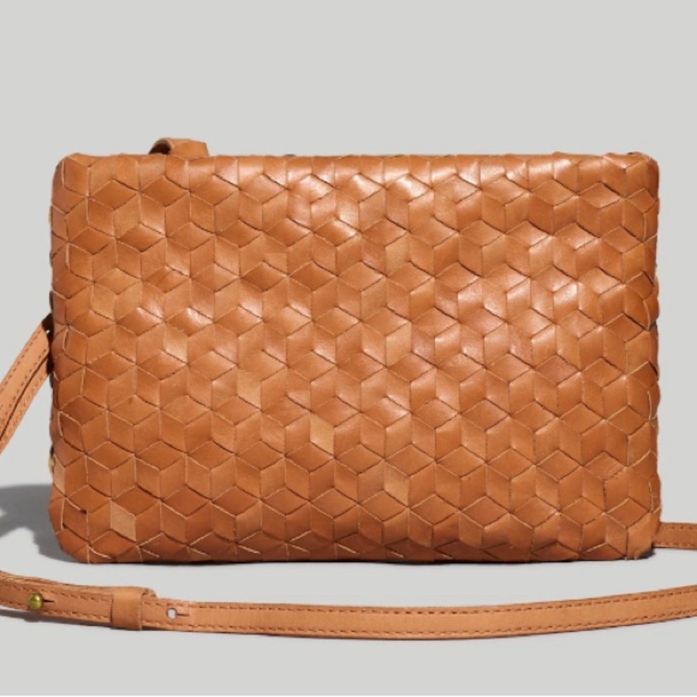Madewell Tan Woven Leather Crossbody Bag